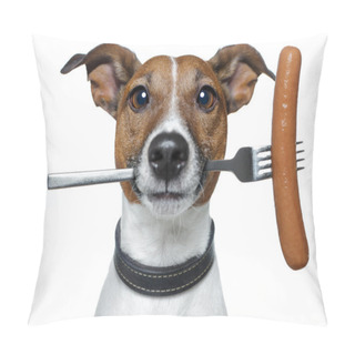 Personality  Hungry Dog With A Sausage On The Fork Pillow Covers
