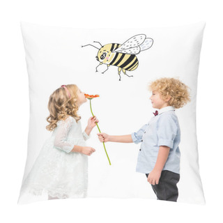 Personality  Kids With Flower And Bee Pillow Covers