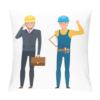 Personality  Head Chief Engineer For Construction In Branded And Working Suits. Pillow Covers