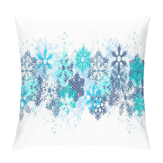 Personality  Seamless Blue Border With Snowflakes Pillow Covers