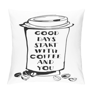 Personality  Grungy Hand Drawn Ink Paper Cup To Go Take Away, Roasted Beans A Pillow Covers