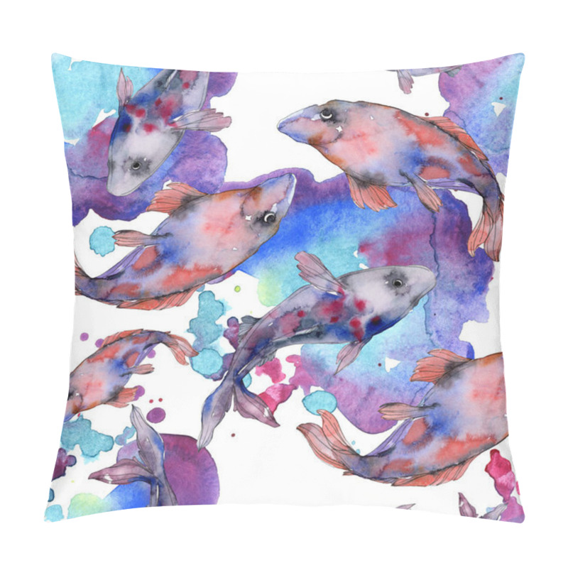 Personality  Spotted aquatic underwater colorful fish set. Red sea and exotic fishes inside. Watercolor illustration set. Watercolour drawing fashion aquarelle. Seamless background pattern. Fabric wallpaper print. pillow covers