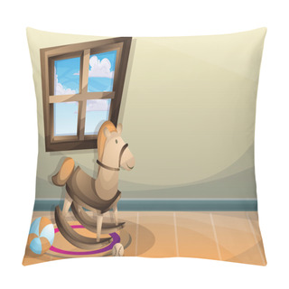 Personality  Cartoon Vector Illustration Interior Kid Room With Separated Layers Pillow Covers