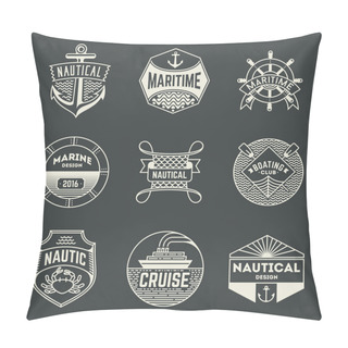 Personality  Nautical Insignias Logotypes Set Pillow Covers