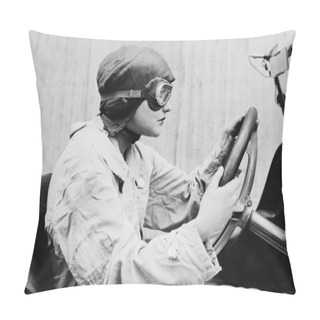 Personality  Portrait Of Female Racecar Driver Pillow Covers