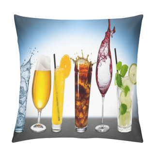 Personality  Row Of Various Beverages Pillow Covers