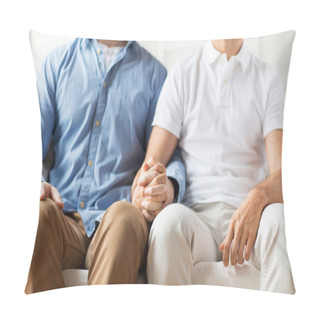 Personality  Close Up Of Happy Male Gay Couple Holding Hands Pillow Covers