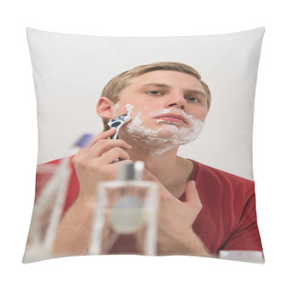 Personality  Young Man Shaving In The Bath. Pillow Covers