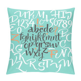 Personality Vector Alphabet. Hand Drawn Letters. Letters Of The Alphabet Written With A Brush. Pillow Covers