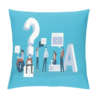 Personality  FAQ. Flat Design Business People Concept For Answers And Questions.  Pillow Covers