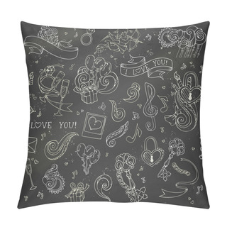 Personality  Vector Set Of Chalk Love Doodles Icons Pillow Covers
