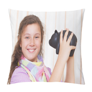 Personality  Little Girl Saving Money In A Piggybank Pillow Covers