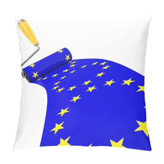 Personality  Europian Union Flag Painted By Roller Brush, Wining Concept Of Flag Pillow Covers