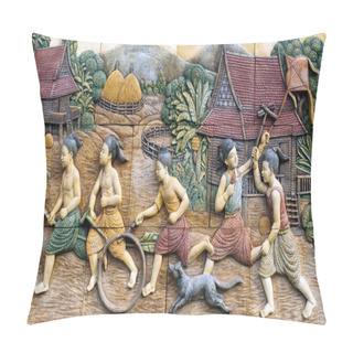 Personality  Native Culture Thai Stucco On The Temple Wall, Thailand Pillow Covers