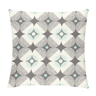 Personality  Retro Mod Style Vector Seamless Pattern With Textured Circles On Dark Khaki Background. Stylish Geometric Graphic Print Pillow Covers