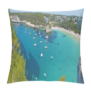 Personality  Menorca, Balearic Islands, Spain: Panoramic View Of The Famous Beach Of Cala Galdana Pillow Covers