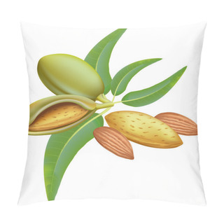 Personality  Almonds. Branch With Leaves And Fruits. Pillow Covers