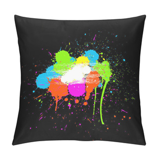 Personality  Colorful Paint Drops On Black Background Pillow Covers