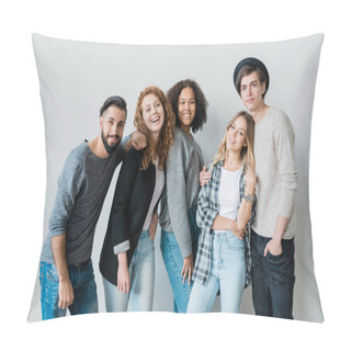 Personality  Pretty Teenage Girls And Their Boyfriends In Casualwear Having Fun And Enjoying Spending Time Together Pillow Covers