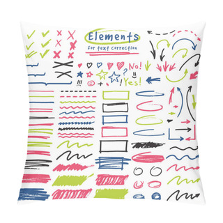Personality  Highlighter Markers Vector Highlighting With Hand Drawing Elements To Select And Highlight Text Illustration Set Of Marked Lines And Arrows Isolated On White Background Pillow Covers