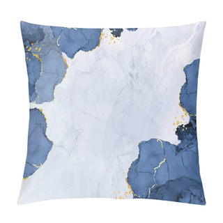 Personality  Classic Blue Watercolor Fluid Painting Vector Design Card Pillow Covers