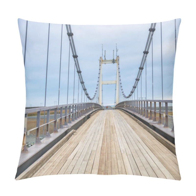 Personality  Bridge with wooden pavement against cloudy sky pillow covers