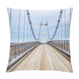 Personality  Bridge With Wooden Pavement Against Cloudy Sky Pillow Covers