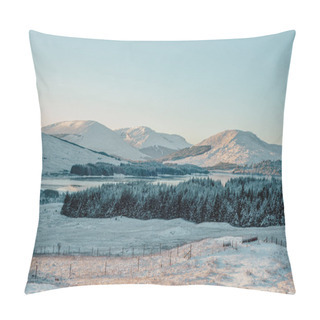 Personality  Loch Tulla And Snow-covered Mountains In The Scottish Highlands, From A Viewpoint On The A82 Pillow Covers
