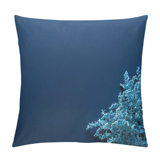Personality  Top View Of Painted Plant On Blue Background Pillow Covers