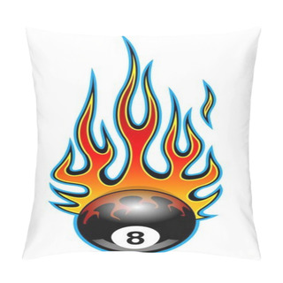 Personality  Classic Tribal Hotrod Muscle Car Flame With Billiards 8 Ball Isolated On White Background. Pillow Covers