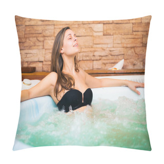 Personality  Woman Relaxing In A Whirlpool Pillow Covers