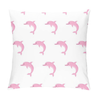 Personality  Cute Pink Dolphins Seamless Pattern Background, Summer Print For Textile And Card Design Pillow Covers