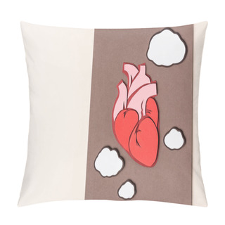 Personality  Flat Lay With Anatomical Human Heart On Brown With Beige   Pillow Covers