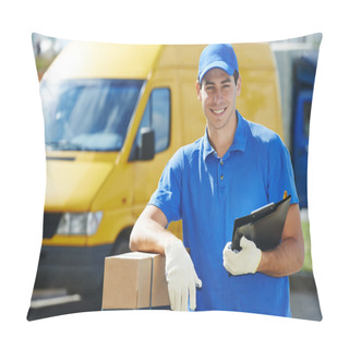 Personality  Delivery Man With Parcel Box Pillow Covers