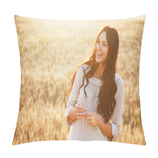 Personality  Beautiful Lady In Wheat Field Pillow Covers