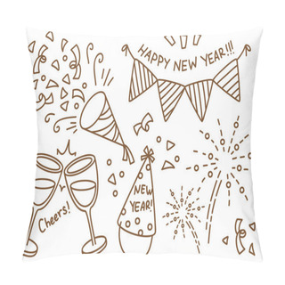 Personality  New Year Doodle Pillow Covers