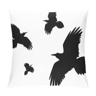 Personality  Crow Silhouette Illustration On White Pillow Covers
