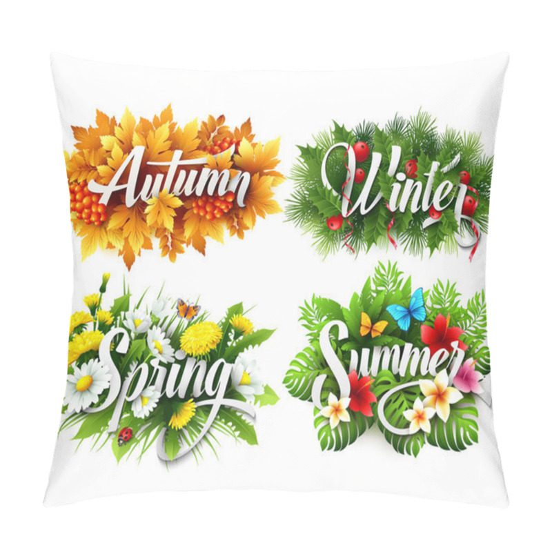 Personality  Four Seasons  Typographic Banner. Vector illustration pillow covers