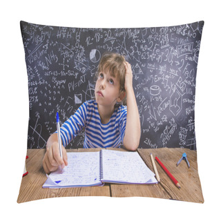 Personality  Cute Little Girl Doing Homework Pillow Covers