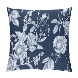 Personality  Roses And Spring Flowers Seamless Pattern Pillow Covers