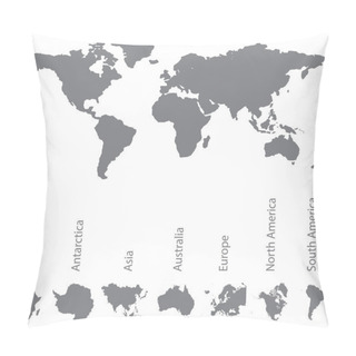 Personality  Illustrated Map Of The World With All Continents Pillow Covers