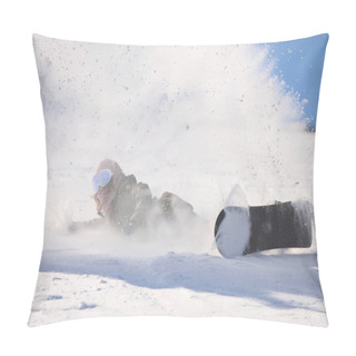 Personality  Female Snowboarder Falling Down Pillow Covers