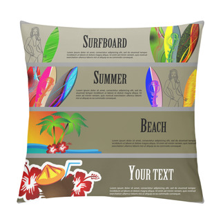 Personality Summer Beach Banners Set Pillow Covers