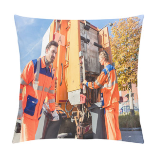 Personality  Waste Collector Gripping Handle Of Garbage Truck Pillow Covers