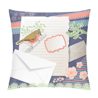 Personality  Vector Greeting Card With Bird Pillow Covers