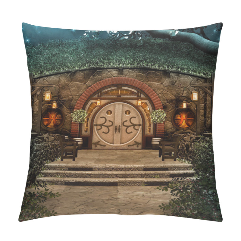 Personality  Magic athmosphere in a starry night by the home of the elf pillow covers