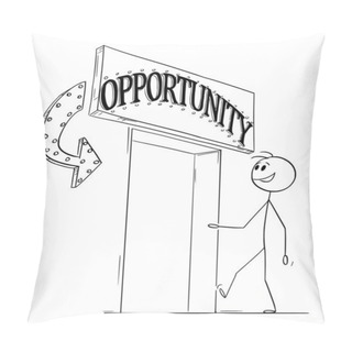 Personality  Person Or Businessman Looking For Opportunities, Vector Cartoon Stick Figure Or Character Illustration. Pillow Covers