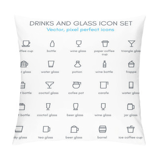 Personality  Drinks And Glass Line Icon Set.  Pillow Covers