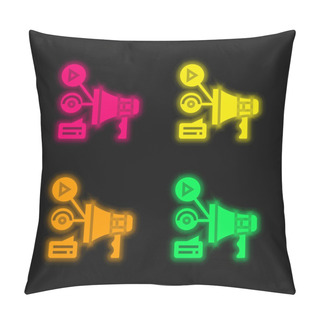 Personality  Advertising Four Color Glowing Neon Vector Icon Pillow Covers
