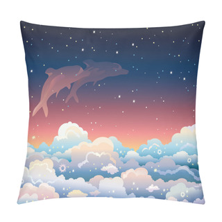 Personality  Night Sky And Dolphins Pillow Covers